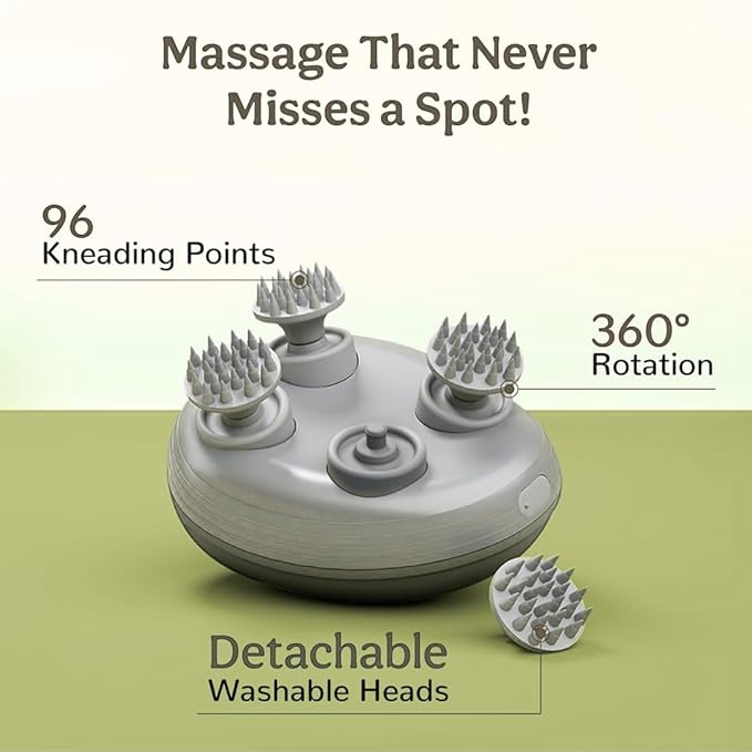 Electric Head,Scalp Massager| Rechargeable Head Kneading Massage Machine| 3 Speed Mode Handheld,Scalp Body Massager