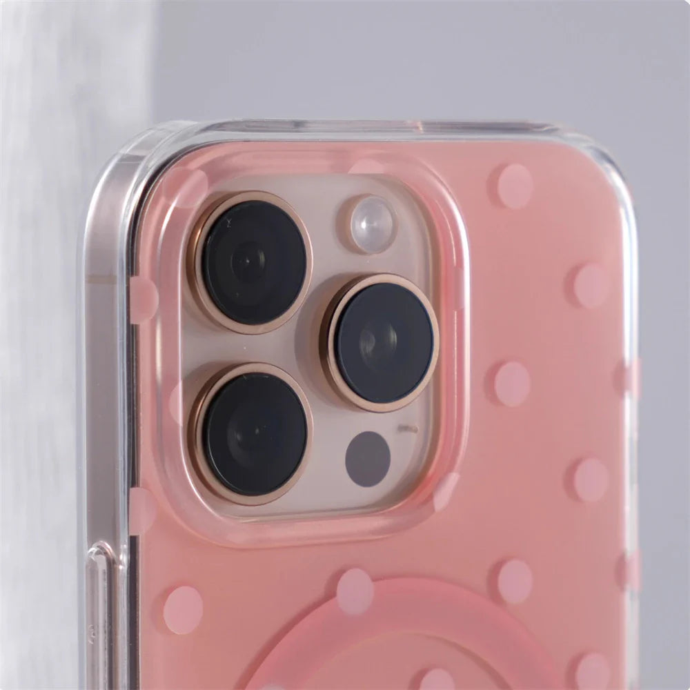 Polka Dot Phone Case For iPhone 16 15 14 13 12 Pro & Pro Max Magsafe Wireless Charging