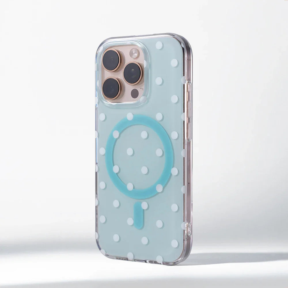 Polka Dot Phone Case For iPhone 16 15 14 13 12 Pro & Pro Max Magsafe Wireless Charging